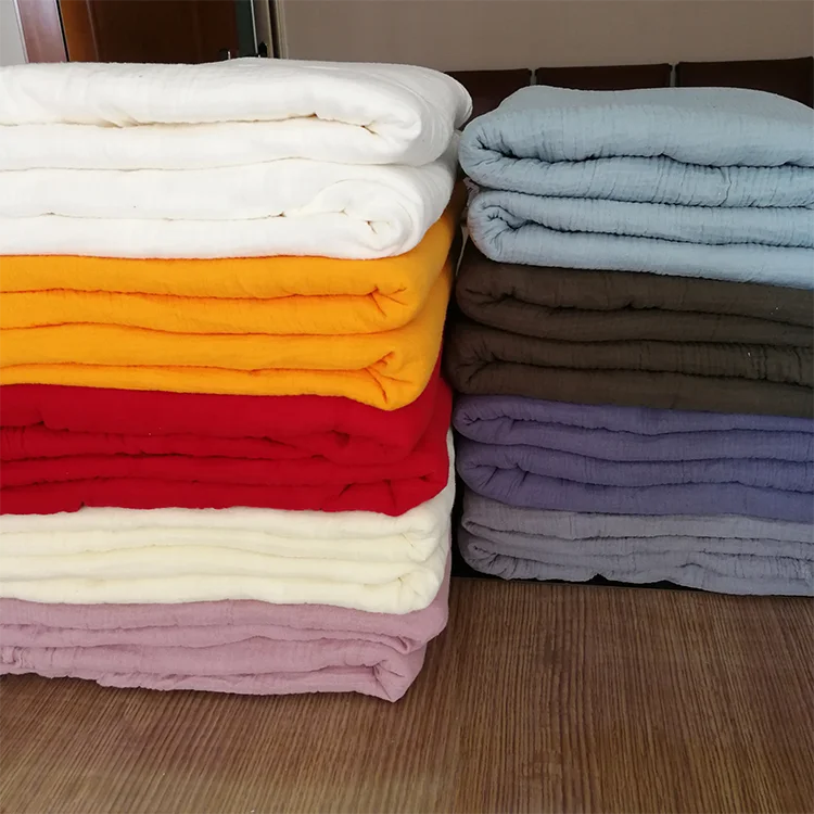
100% cotton multicolor double crinkled muslin gauze fabric  (1600131450323)