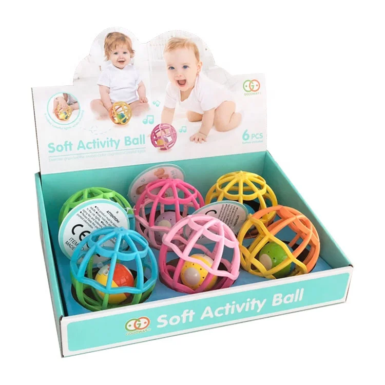 Eco-Friendly Soft Custom Music Educational Toy Baby Flash Rattle Ball