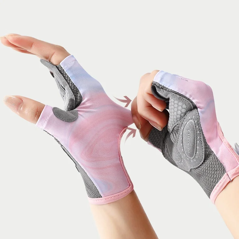 Breathable Anti-Slip Fashion Womens  Fingerless Half Finger Cycling Bicycle Glove Fitness Training Exercise Sports Gloves