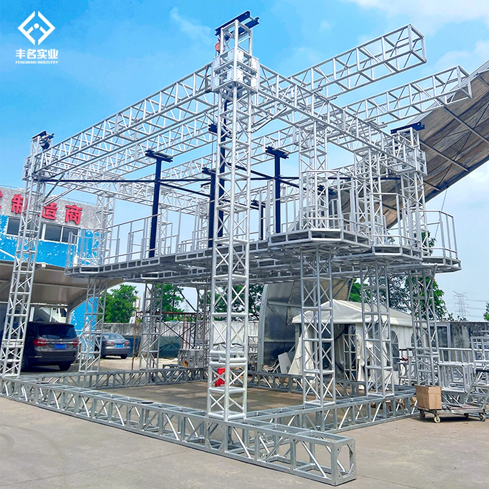 Aluminum outdoor screw bolt truss tower lift up system truss with hoist and base