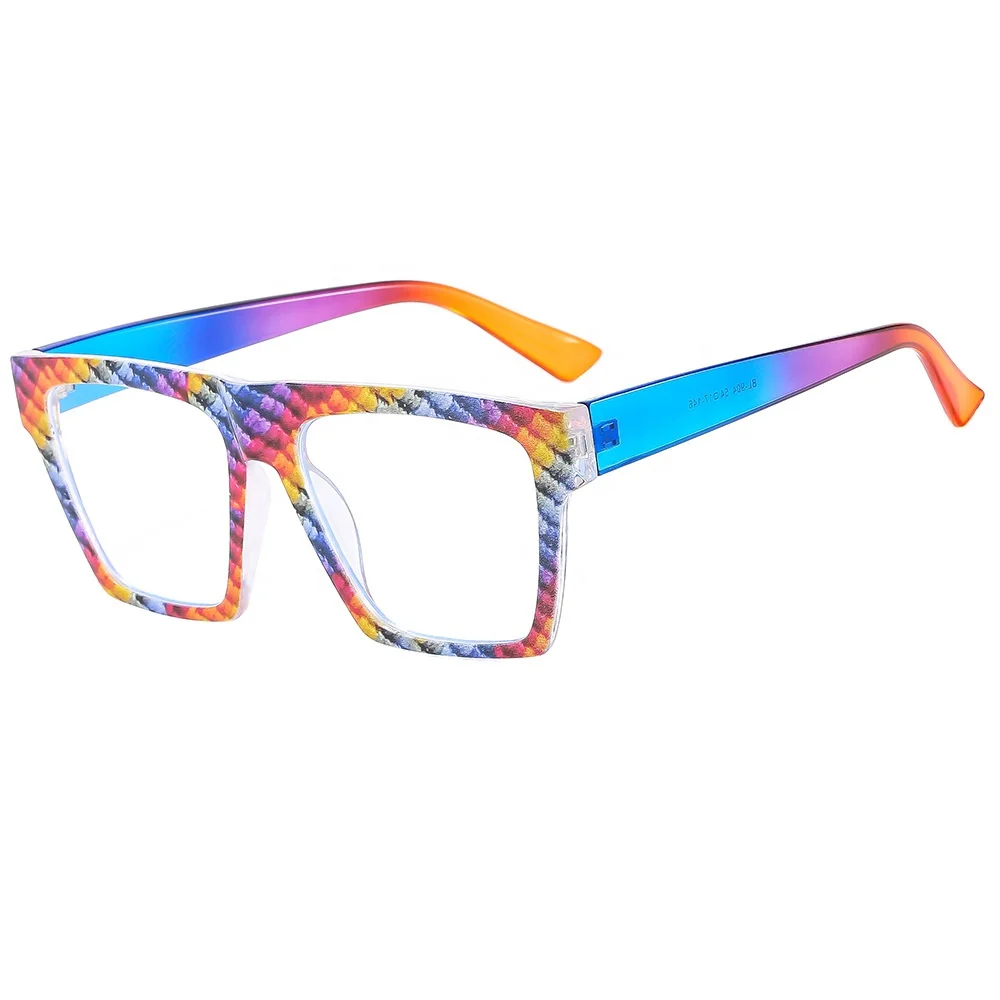 BL904 Plastic Vintage Rainbow Glasses Oversized Colorful Square Eyeglasses Frames 2024