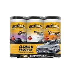 BeesRoll Factory Direct Functional Car Wash Wet Wipes Cleans Glass, Dashboard, Protects Leather Combo Pack