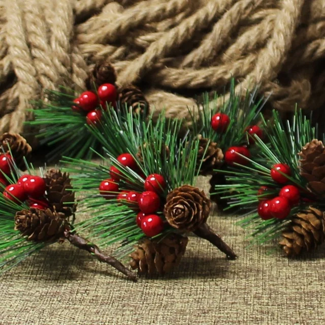 DIY Handmade Creative Packaging Gift Box Accessories Artificial Christmas pine needles mini christmas pine needle accessories