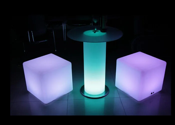 wholesale PE roll molded square stool outdoor remote control colorful charging cube