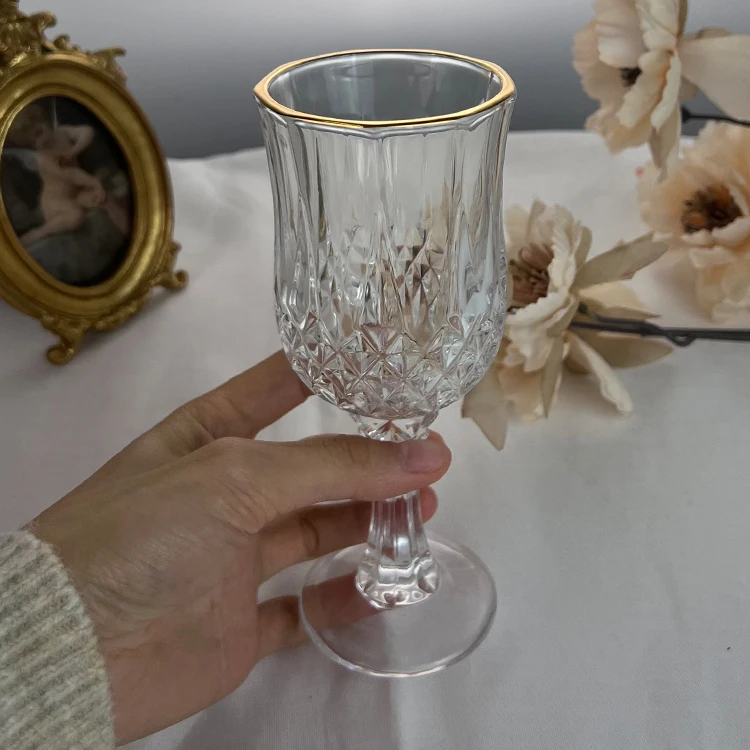 Gold Rim wine glass goblet water goblet wedding red wine glasses for hotel restaurant bar