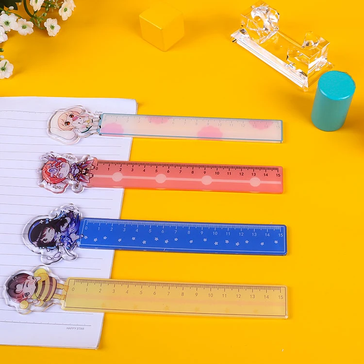 Free Sample CMYK Print Customized Acrylic Ruler Straight Plastic Ruler for School and Office