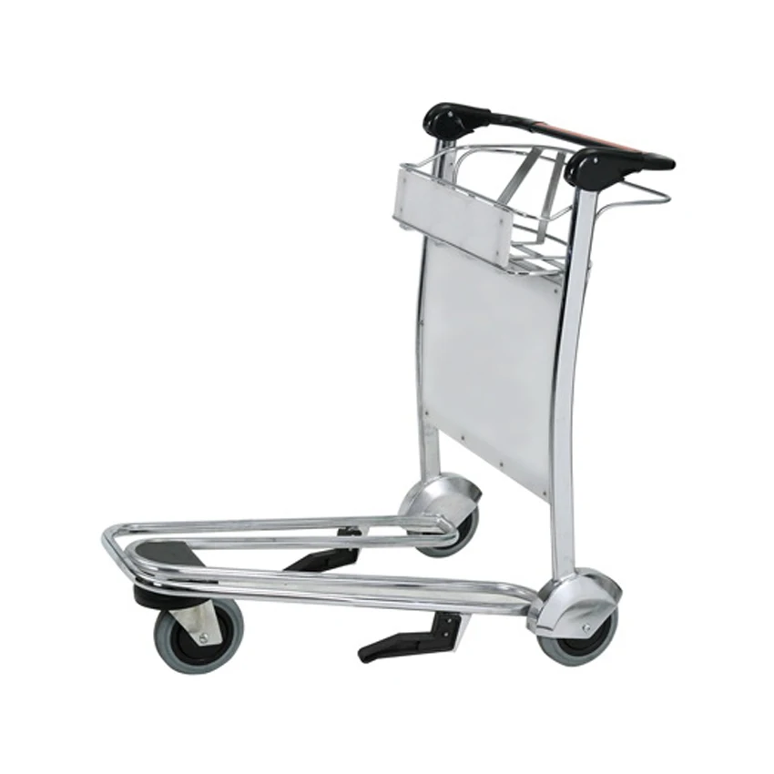 Easy Moving High Quality 3 Wheels Stainless Steel Airport Hand Cart Trolley Luggage Trolley Cart