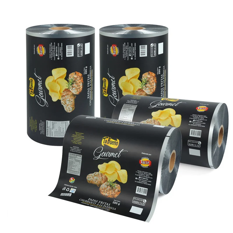 Factory Prices Candy Potato Chips Packaging Film Roll Pe Pet Laminated Film Customized Plastic Film Roll  For Food Packaging