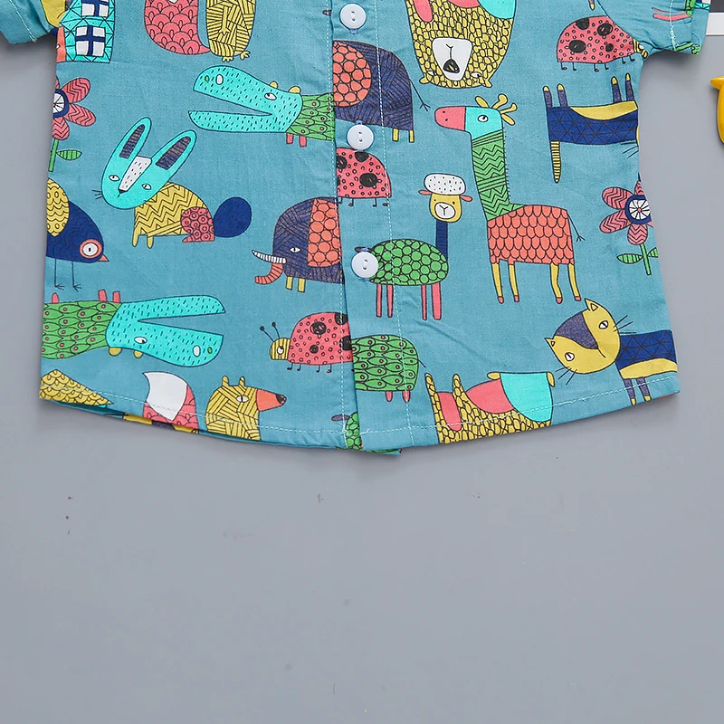 Children baby Boy Cotton Short Sleeve Shirt Summer kids boy  Print Tops Shirts Casual Blouse Clothes