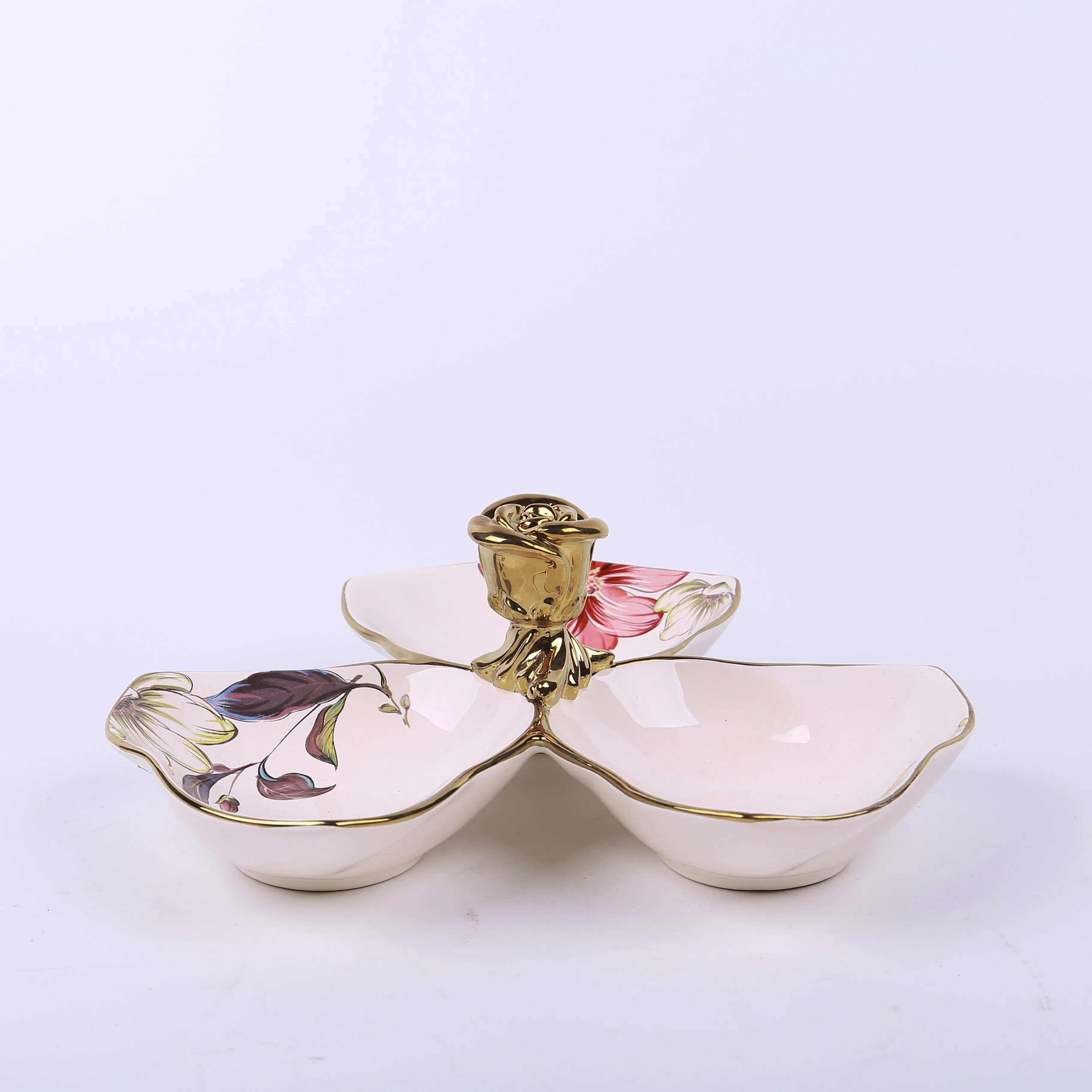 Luxury Ceramic Serving Dishes Divided Platter Dry Fruit Plates Serving Tray