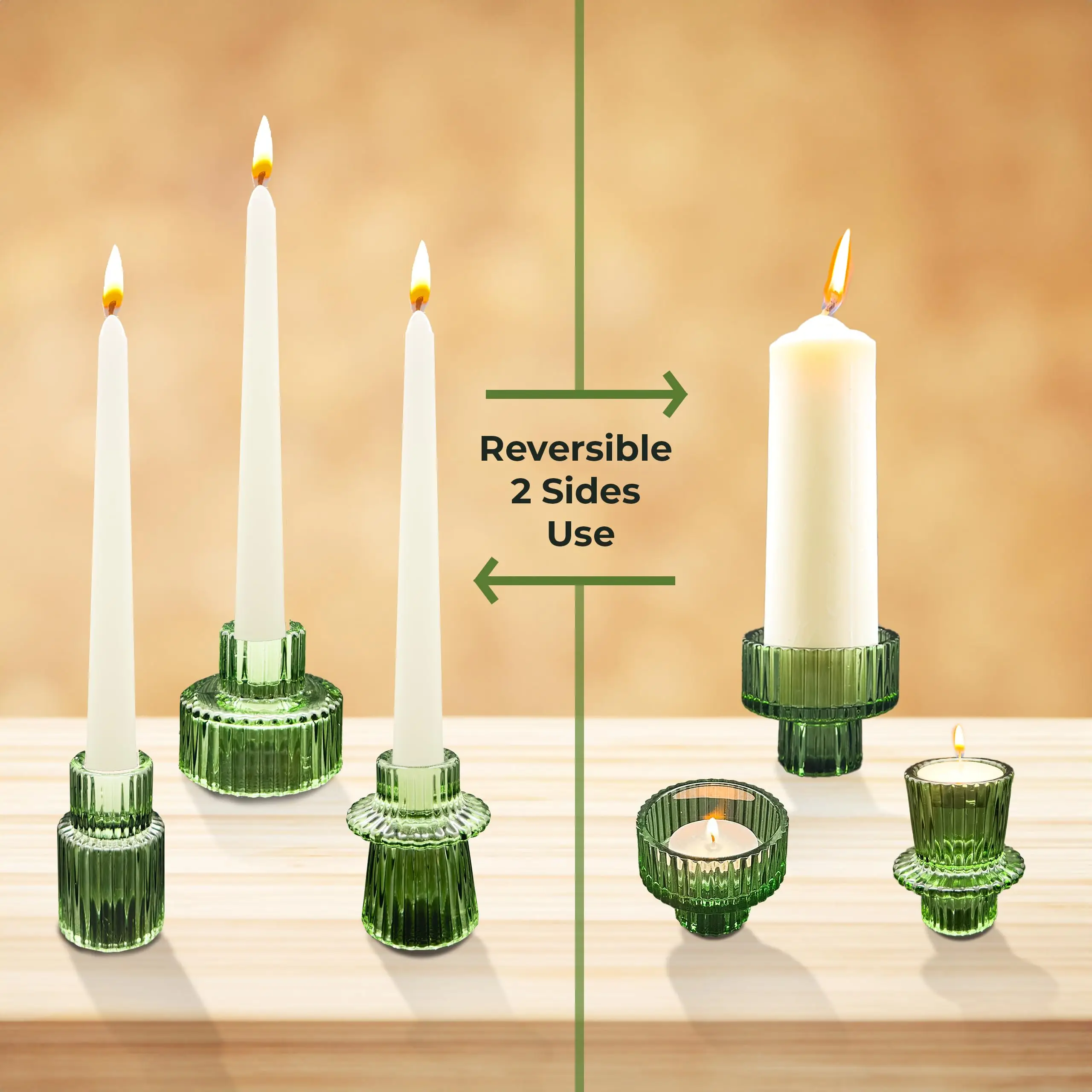 Free Combination Multiple Colors 2 In 1 Glass Taper Candlestick Holders Taper Candle Holder Set Of 3/6/12 for Wedding/Home Decor