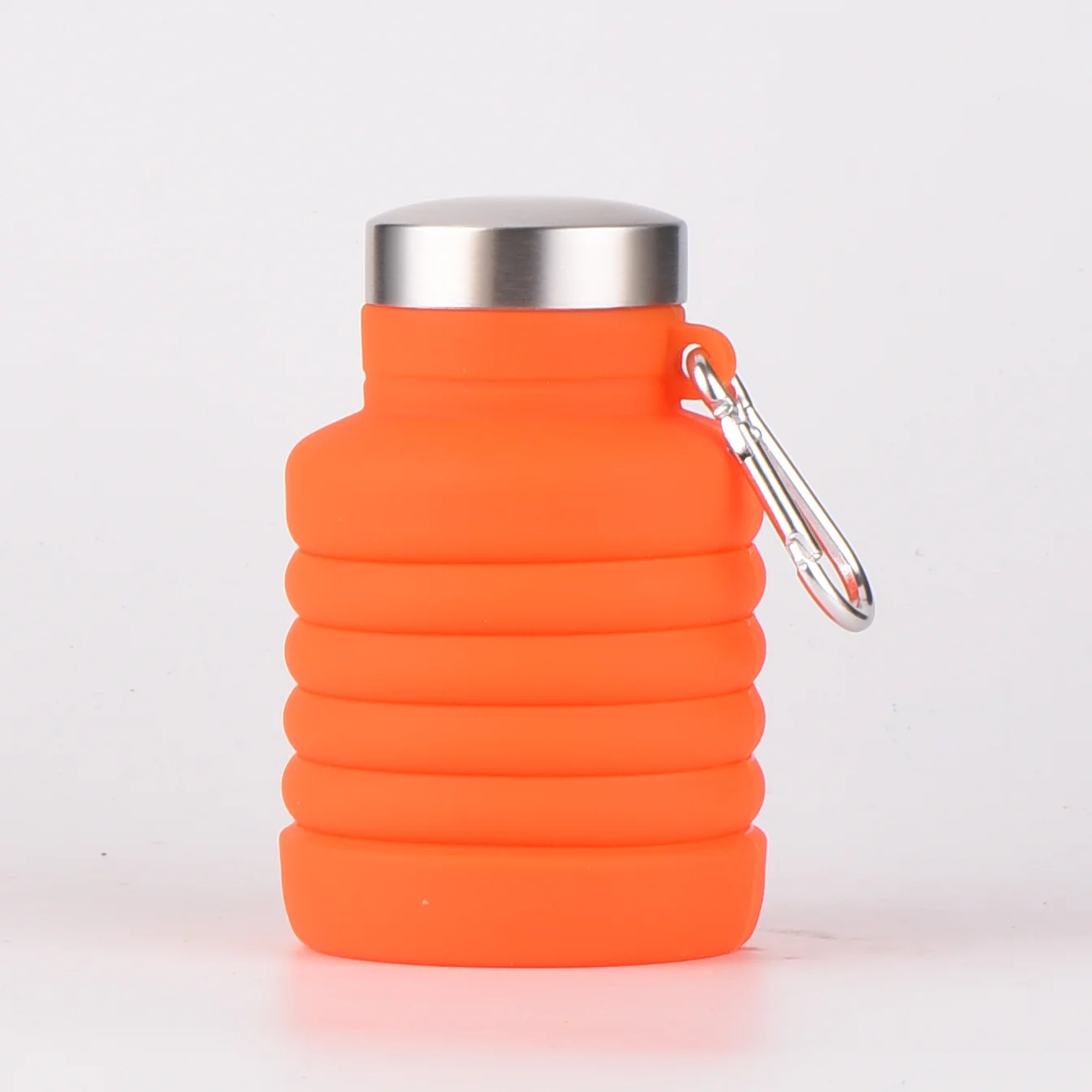 Wholesale Silicone Water Bottle with Carabineer Clip Custom Foldable Bottle