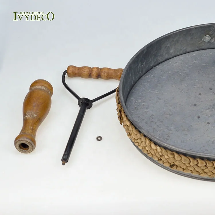  IVYDECO деревенские оцинкованные металлические круглые одноуровневые сервировочные лотки с центральной