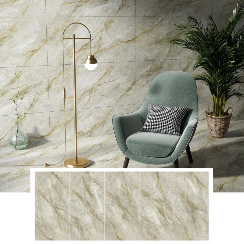 Marble Look Full Body Polished Glazed Tile Grey Popular High Quality Products Luxury with Gold Room Modern Porcelain Tile Hotel