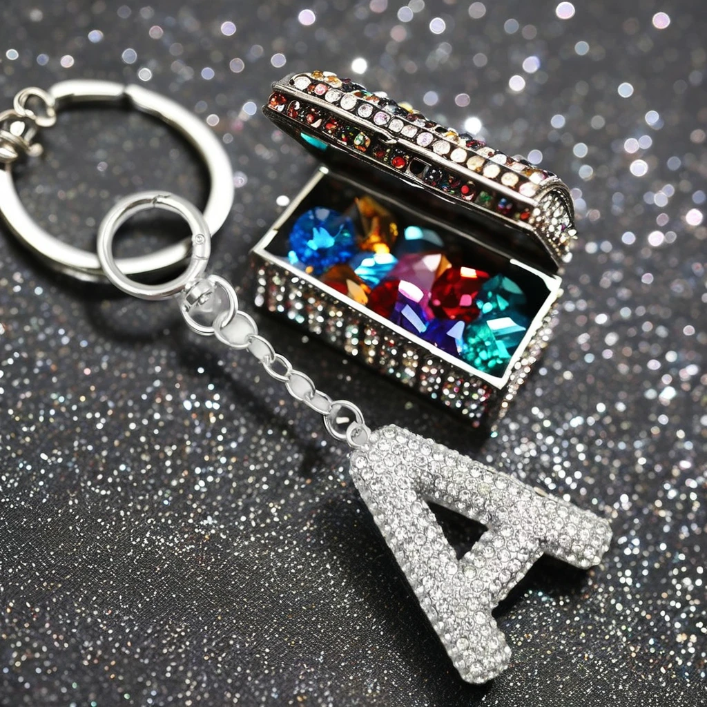 High Quality Bling Crystal Letter Keychain Heart-Shaped Metal Car Charm Pendant with Full Rhinestone Bag Purse Wholesale Gift