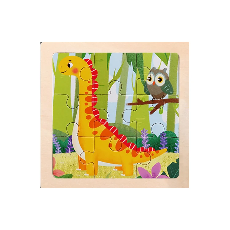 Children Educational Wood Jigsaw Puzzle for Kids Multi Pattern Puzzle Cartoon Toy Wooden  9 Pieces Wooden  Jigsaw Puzzles