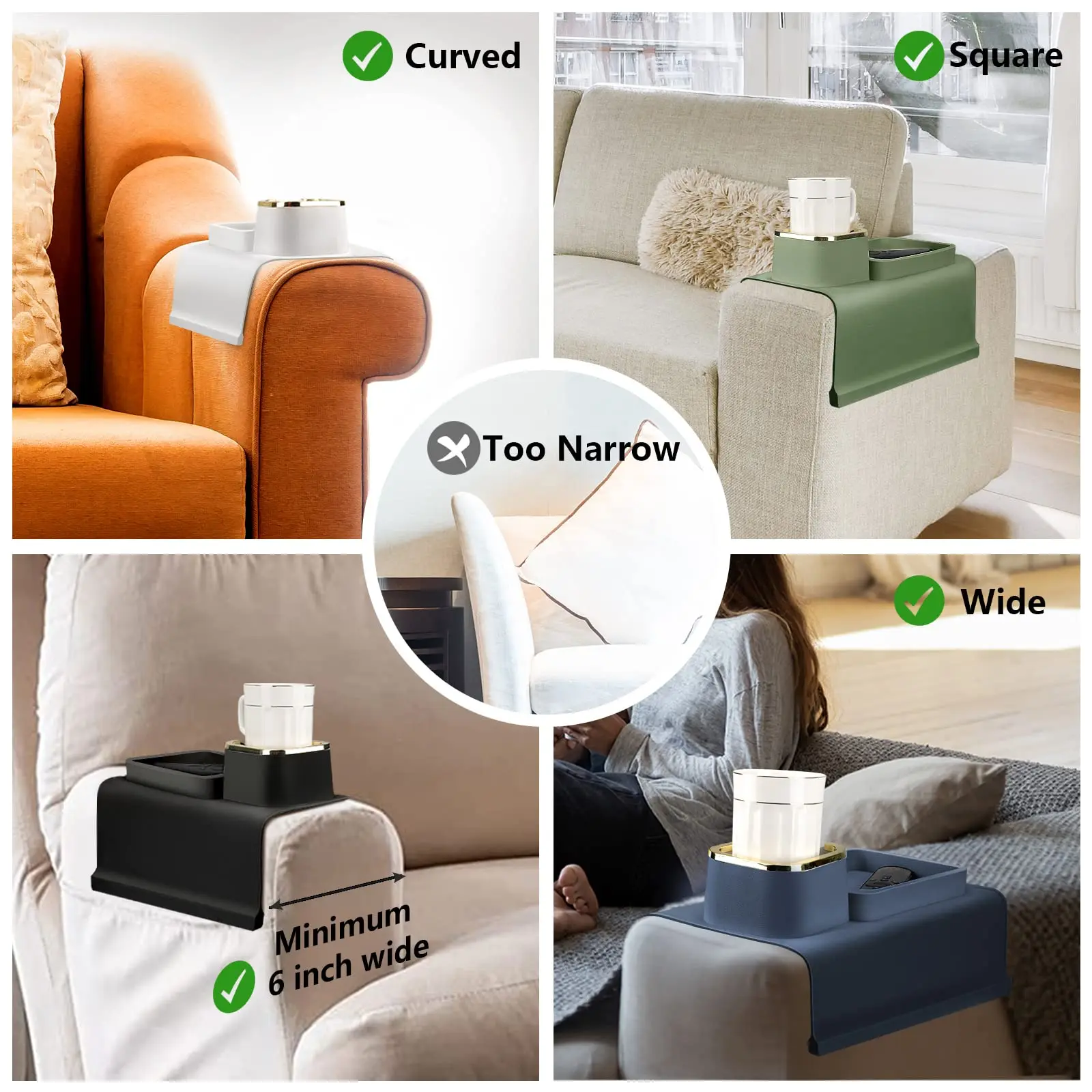 Functional Silicone Sofa Coaster Non Slip Cup Holder Soft Drink Cup Holder For Sofa Coffee Drinks Controller Cup Holder