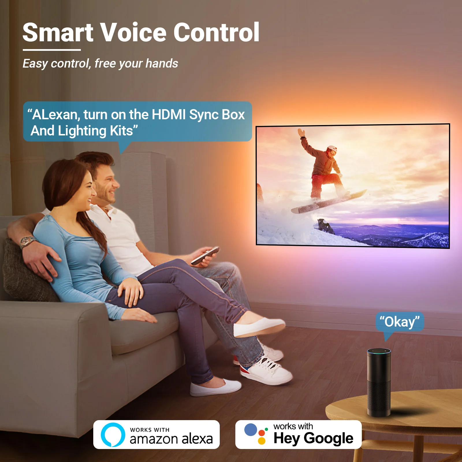 Hdmi Sync Box With Led Tv Backlight HDMI 2.0 Sync Box TV LED Backlight Kit Immersion Ambient Lighting Strips