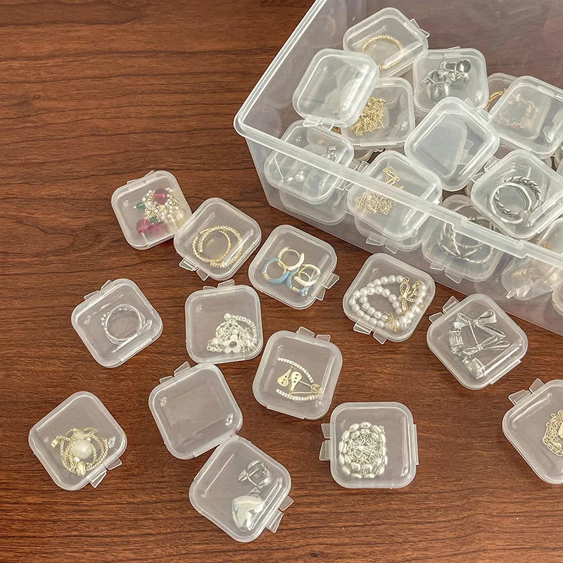 NISEVEN Wholesale Necklaces Bead Storage Containers Small Square Box Jewelry Box Waterproof Clear Plastic Storage Boxes With Lid