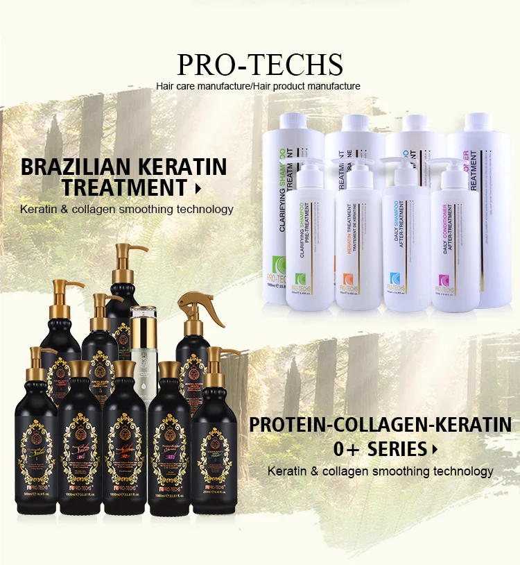 PRO-TECHS Keratin 0+ Premium Hair Care & Treatment Products Salon Straighten Shampoo and Conditioner Hair Mask Oil Curl Cream