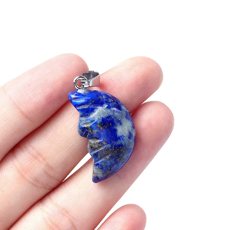 Carving Face Moon Pendant Crystal moon Face necklace accessories Halloween gift crystal pendant accessories