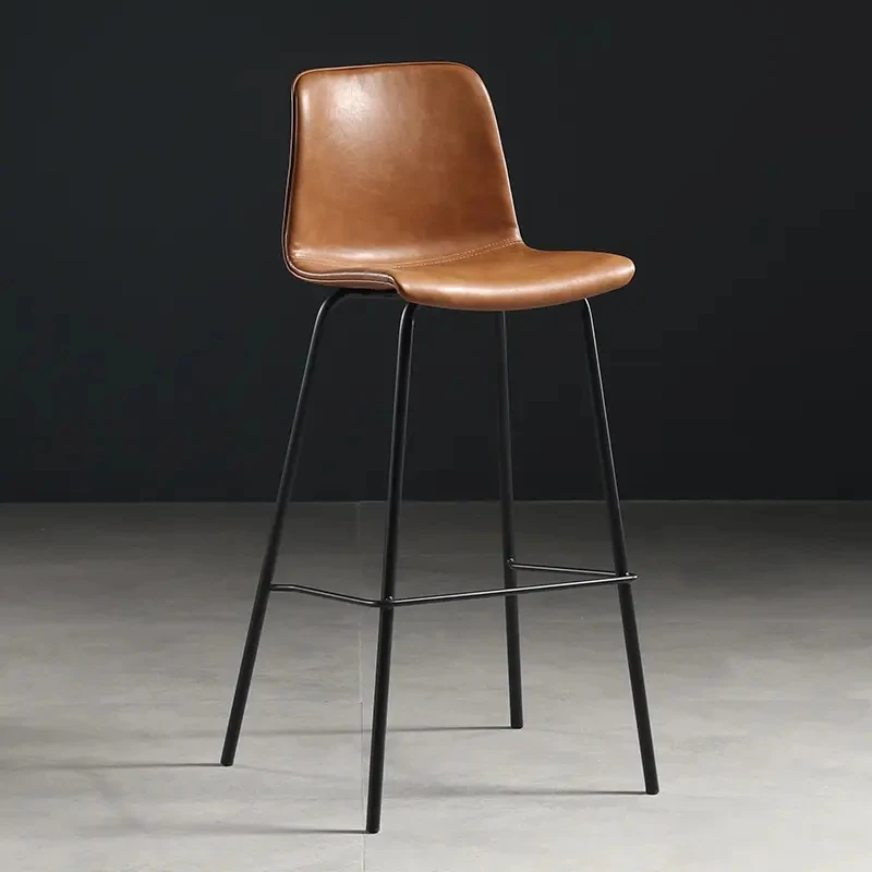 Industry Bar Stools Living Room Chair Leather with Steel Leg