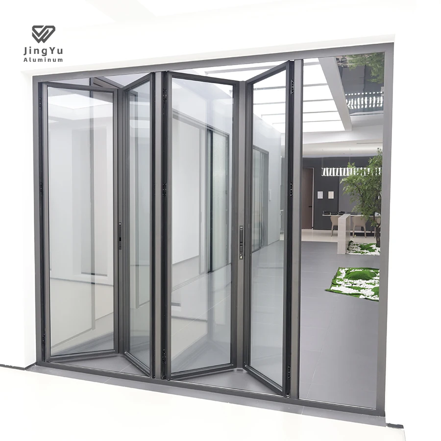 Customized Security Metal Frame Sliding Bifold Door Aluminum Folding Patio Folding Door Bifold Door Outside