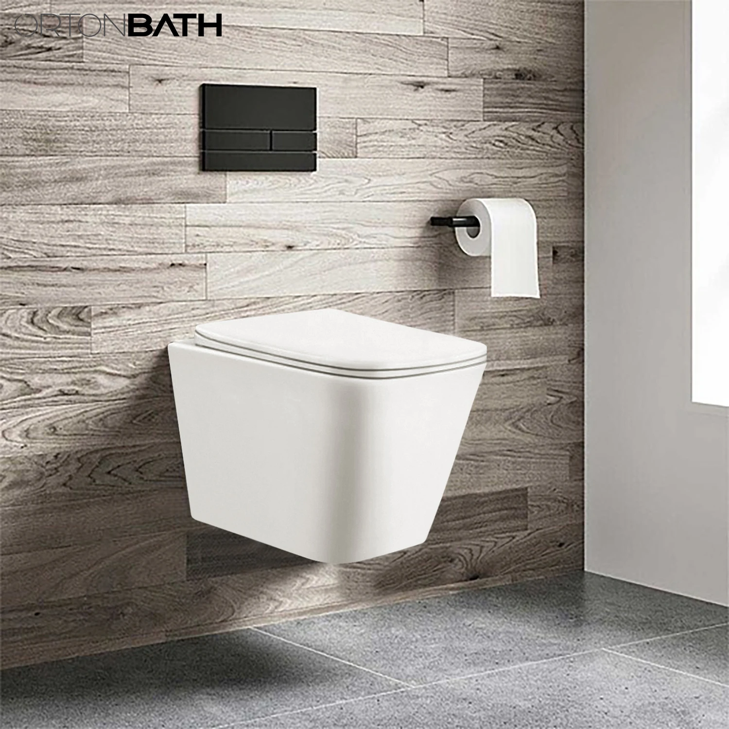 Легко устанавливаемый скрытый резервуар ORTONBATH удлиненный унитаз с двойным сливом настенный сиденьем и крышкой