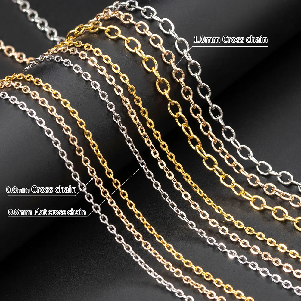 Custom Iron Roll Women Men Gold Necklace Bulk Chain Cable Spool unfinished chain semi-finished flat thin chain