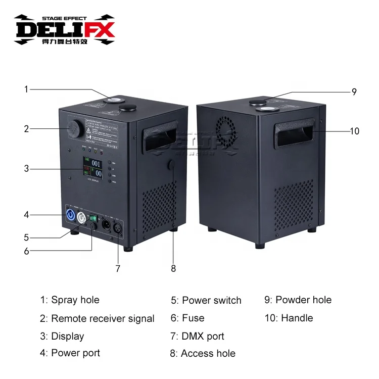 Safe Intelligence Reliability Dry Sparkler Machine With Running Effect Remote Controller Wedding 600W DMX Spark Fall Machine