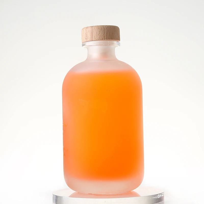 In Stock Wholesale 250Ml 500Ml Empty Storage Bottle Frosted Clear Glass Fruit Wine Liquor Bottles With Cork