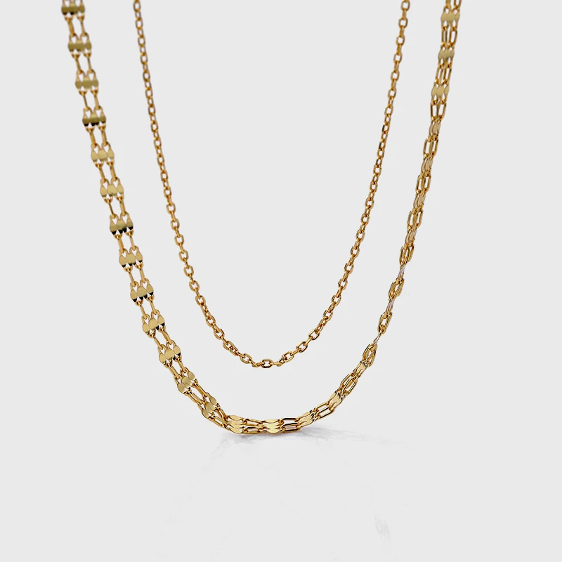 Fashion jewelry 925 sterling silver gold plated multi layers chain necklace for women