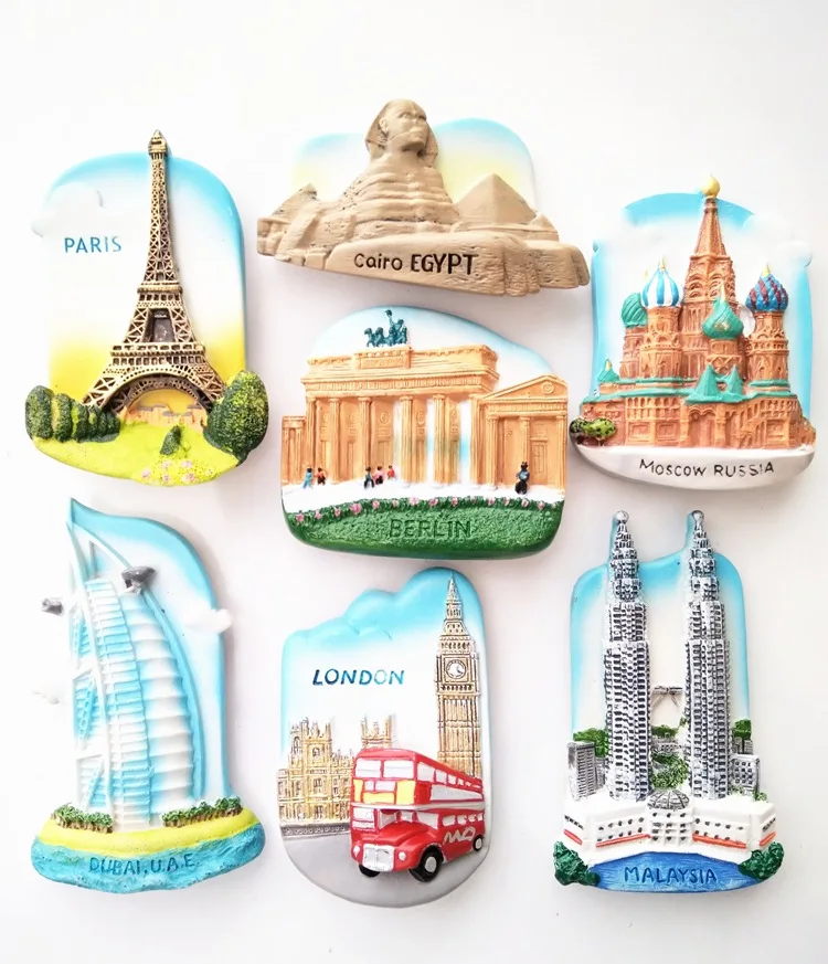 Customized Tourist attractions souvenir sri lankan philippines organiser Malaysia Dubai creative resin greek souvenir magnets