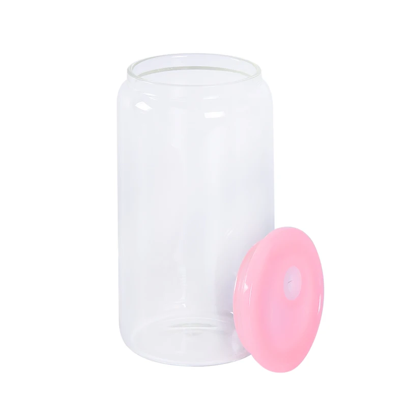 frosted color 12oz 16oz ice drinking soda cup with glass straw and  cover Factory price Beer Can customization accept