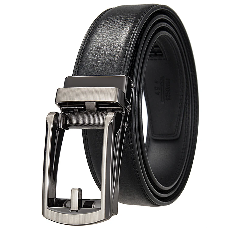 Custom LOGO Automatic Buckle Belt Genuine Leather Belts For Men Ratchet OEM Automatic Leather Belt Men