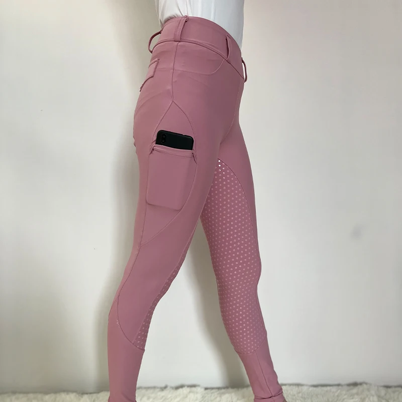 Customized Full Seat Silicone Equestrian Breeches With Pockets Quick Dry Horse Riding Breeches ODM Women Equestrian Leggings