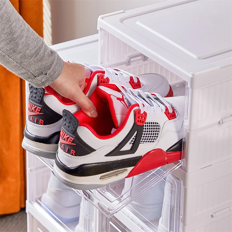 Free Installation 6-Tier Foldable Plastic Shoe Rack Organizer Container Stackable Folding Shoe Storage Box