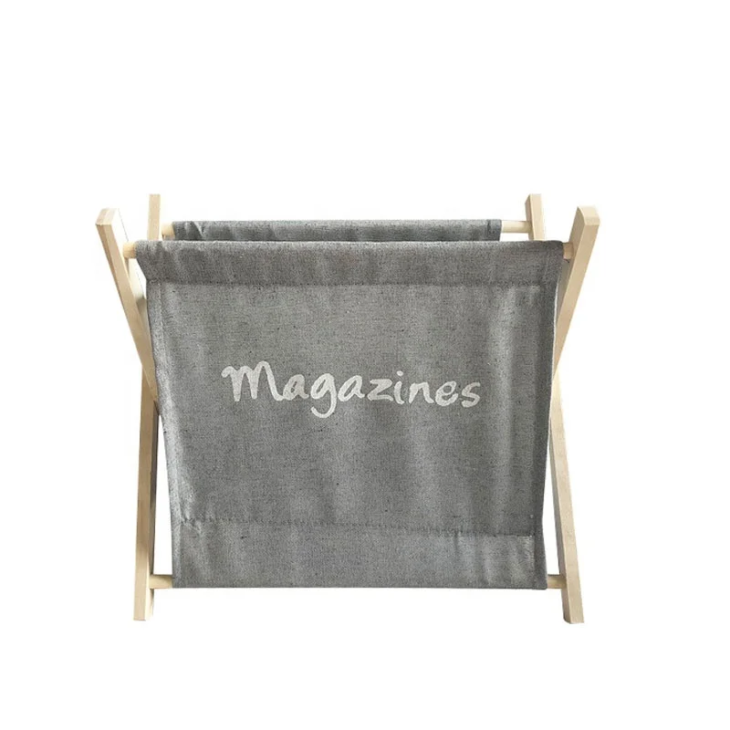 Single-Tier Bamboo Magazine Rack Standing Type Storage Basket for Books and Newspapers for Living Room or Bathroom