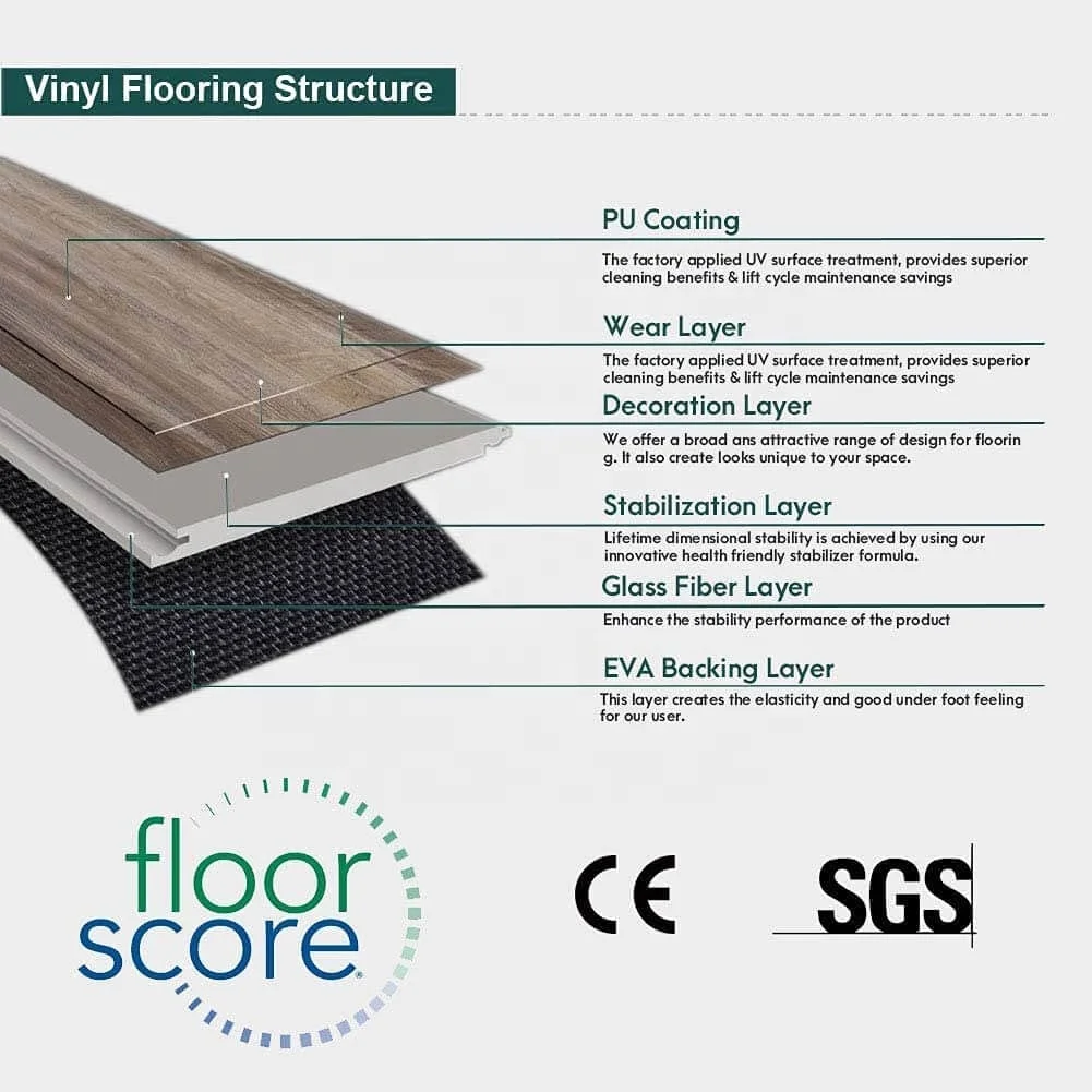 Fireproof Waterproof Piso Pvc Spc Floor Board 4 5 Mm Thickness Vinyl Flooring Click Lock System Simple Color 5 Years Hard 1220mm