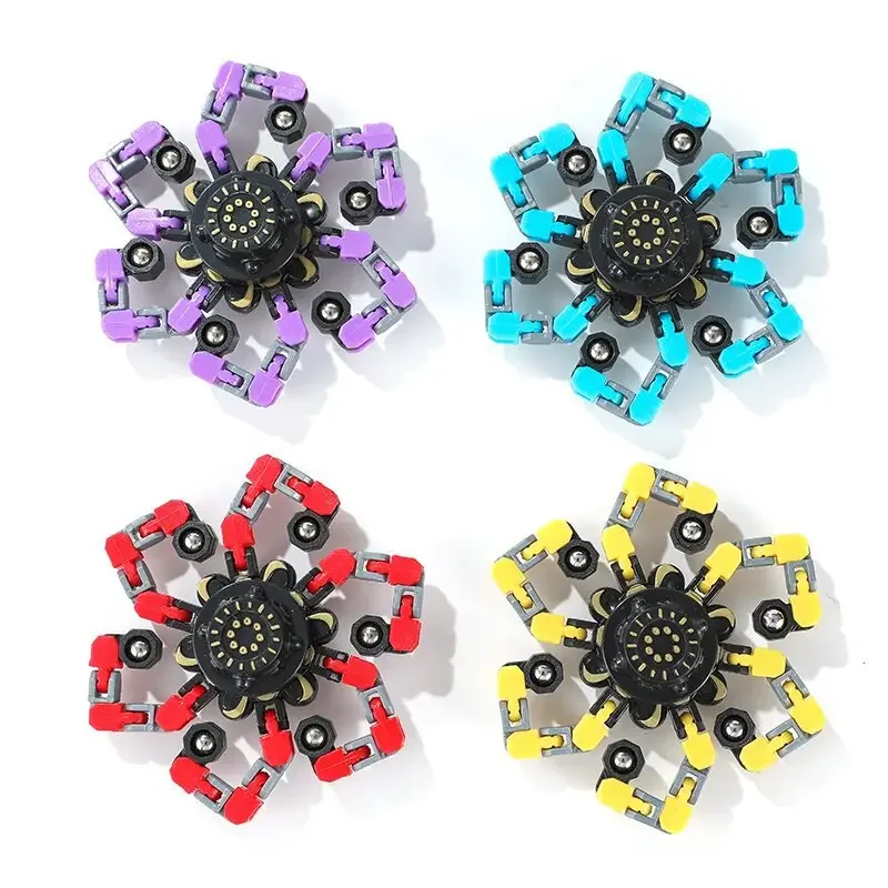 Funny Sensory Fidget Toys, Transformable Chain Robot Finger Toy DIY Deformation Robot Mechanical Spinners