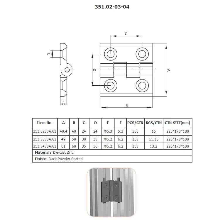 Black Heavy Marine Boat Hardware Stainless Steel 316 Thick Boat Hinge Door Dock ramp deck Hinge