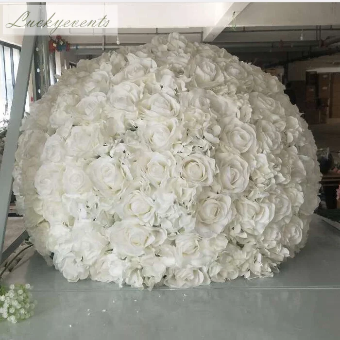 
lfb405-white 70cm large customize round wedding artificial rose Flower Balls for wedding table decoration 