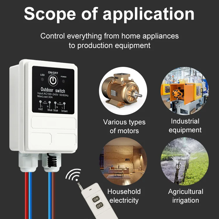 outdoor lights ip55 waterproof 30a 433 1km long range wireless remote controller ac 220v relay wireless rf remote control switch