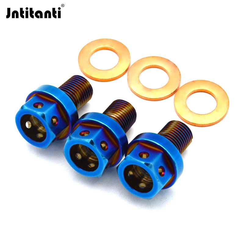 Jntitanti Drilled Hex Gr.5 Titanium Alloy Oil Drain Plug Ti-6Al-4V Auto Engine Gear Oil Drain Plug M12x1.25 with Magnetic