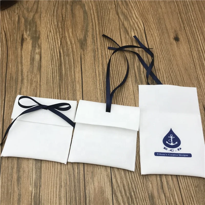 Luxury Suede Velvet Jewelry Envelope Style Pouch Gifts Bags With Flap Ribbon