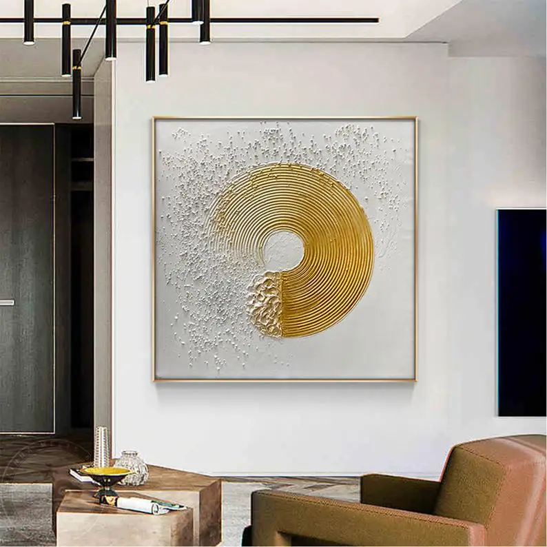 Handmade Oil Painting Modern Minimalist Gold Decorative Oil Painting Living Room Hanging Wall