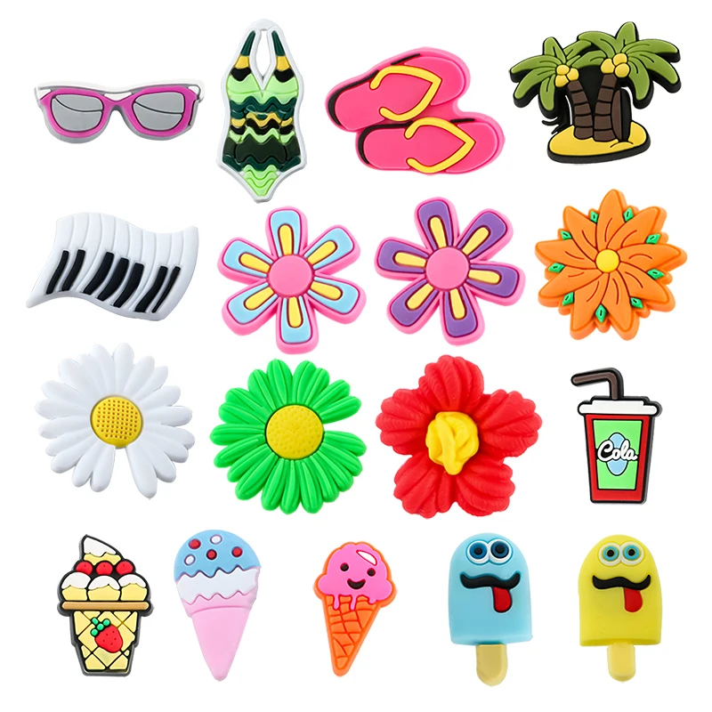 New Style Beach Reserve Cute Cartoon price Pvc Material Clog Decorations Shoe Flower Garden Shoe Charm Accessories