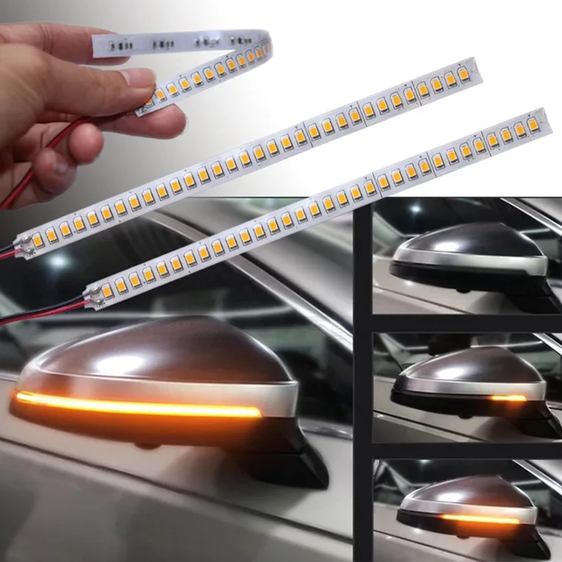 2PCS Car Rearview Mirror Indicator Lamp DRL Streamer Strip Flowing Turn Signal Lamp LED Car Light Source Turn Signals For Cars