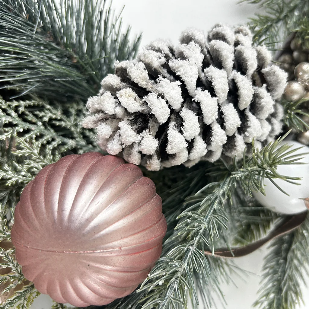 Luxury Decorated home decor frost eucalyptu pine cone wreath for Front Door Wall Decoration