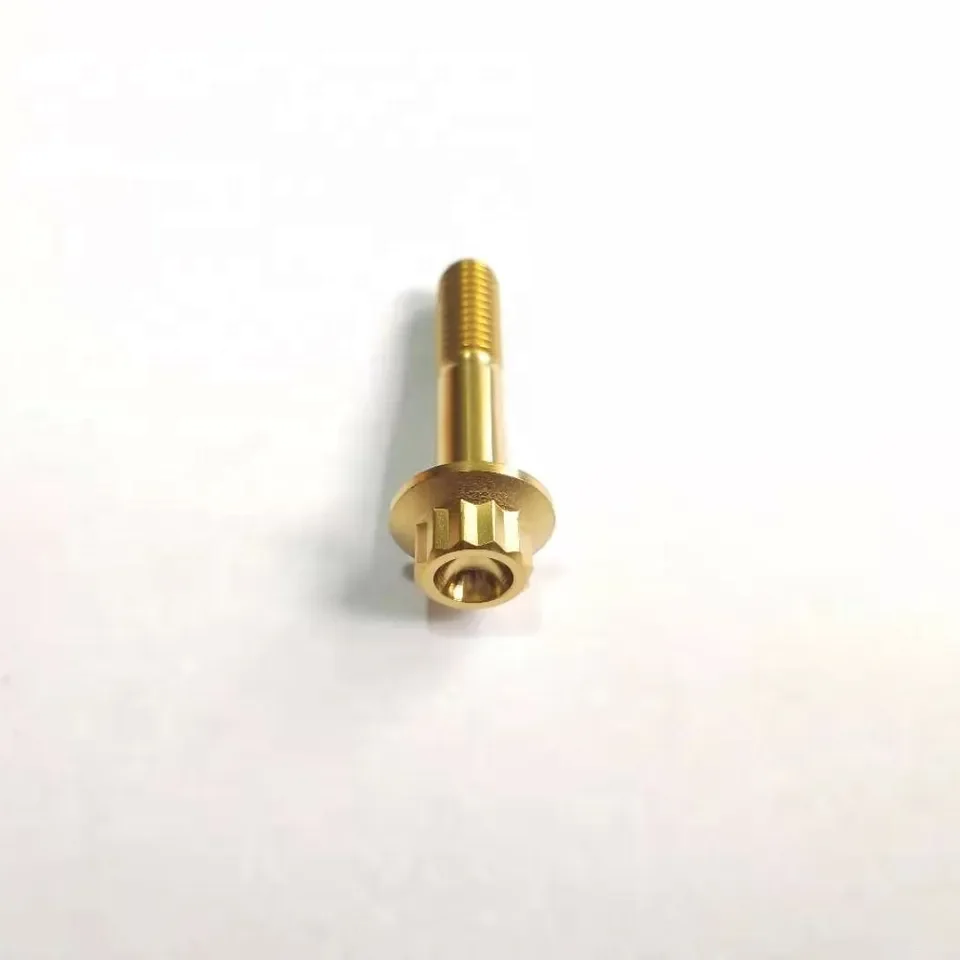 Grade5 M7 X 32mm Tc4 Titanium Bolts Wheel Hub 12-point Flange Ti Screws Forged Titanium Bolts For Car